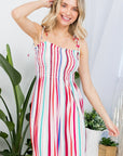 e Luna PLUS Striped Smocked Maxi Dress