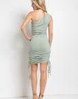 One Shoulder Bodycon Ruched Dress