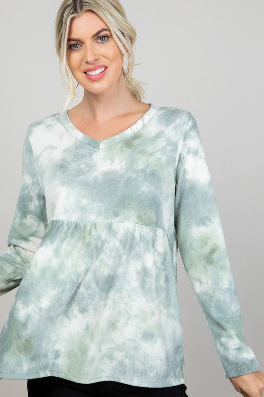 e Luna Cloud Tie Dye Casual Babydoll Top