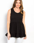 Be Stage Ruffled Sleeveless Babydoll Top