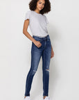 Flying Monkey Mid Rise Ankle Skinny w Distressed Hem Jean - Online Only