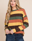 BOMBOM Multi-Color Striped Knit Top