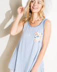 e Luna Plus Stripe Floral Pocket Tank Top