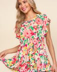 Haptics Floral Peplum Babydoll Blouse