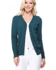 MAK Women's V-Neck Button Down Knit Cardigan Sweater