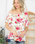 e Luna Allover Floral One Shoulder Top