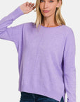 Zenana Front Seam Round Neck Sweater