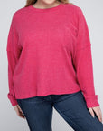 Zenana Plus Ribbed Brushed Melange Hacci Sweater