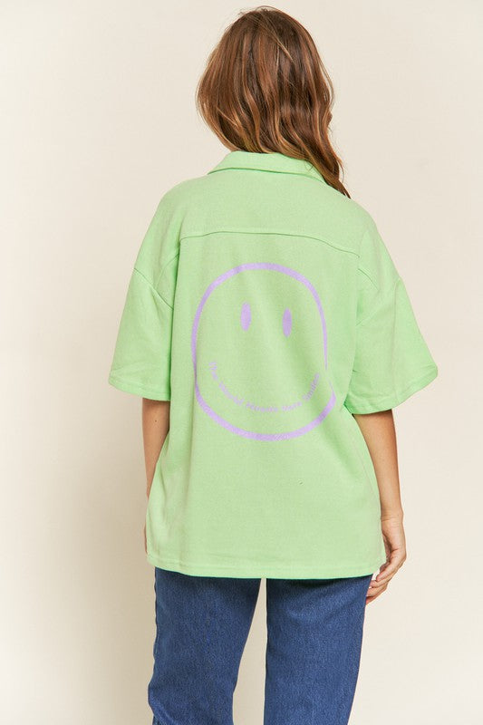 Jade By Jane Smile Face Back Shirt PLUS