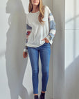 e Luna Solid Floral Mix Sweatshirt