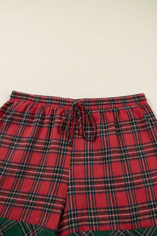 Plus Size Christmas Plaid Shirt and Shorts Pajama