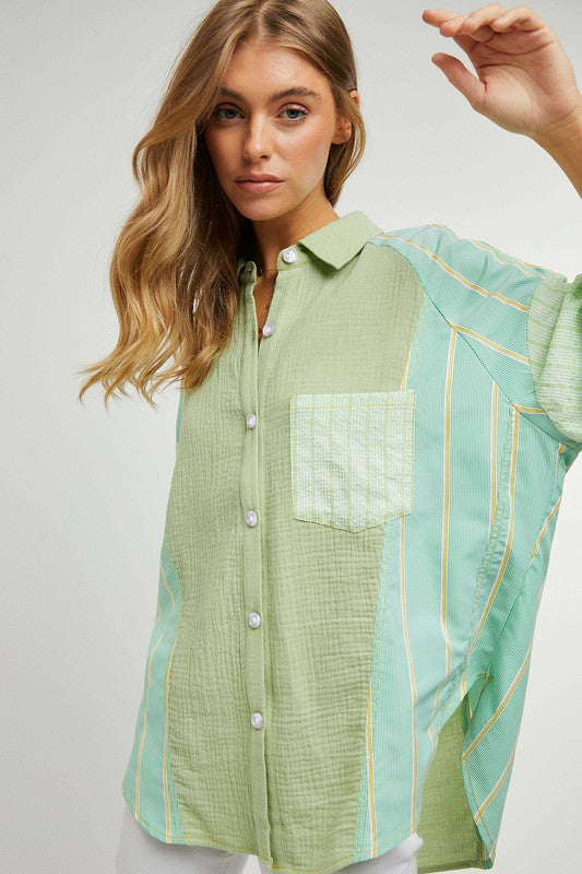 Davi &amp; Dani Plaid Striped Shirt - Online Only