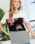 e Luna Floral Striped Mixed Top