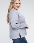Zenana Plus Ribbed Brushed Melange Hacci Sweater