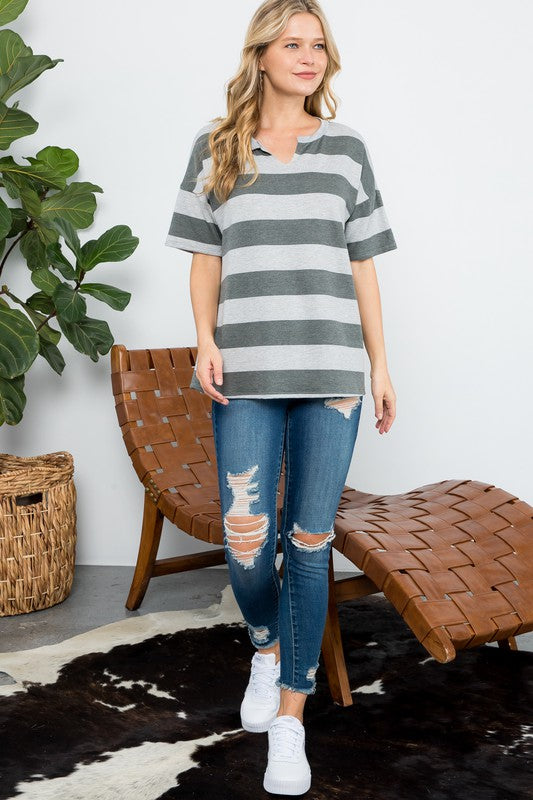 e Luna PLUS Striped Basic Top