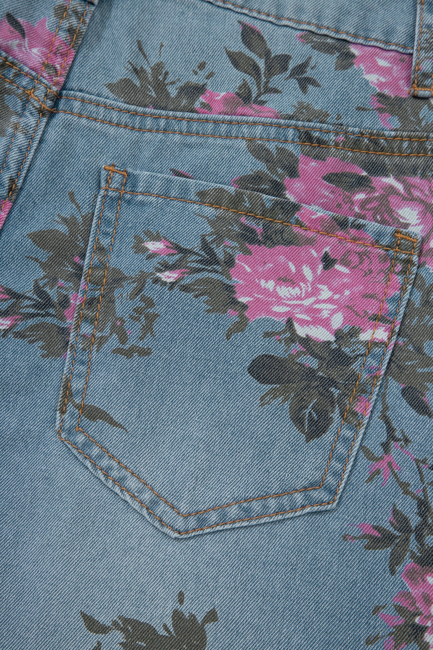 Floral Denim Wide Leg Jeans