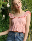 Lilou Sleeveless Ruffled Top with Flare