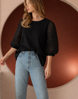 Ruth Pointe Knit Top with Lace