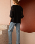 Ruth Pointe Knit Top with Lace