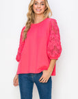 Ruth Pointe Knit Top with Lace