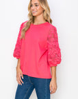 Ruth Pointe Knit Top with Lace