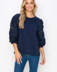 Ruth Pointe Knit Top with Lace