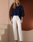Ruth Pointe Knit Top with Lace