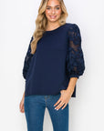 Ruth Pointe Knit Top with Lace