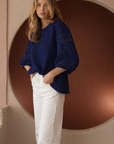 Ruth Pointe Knit Top with Lace