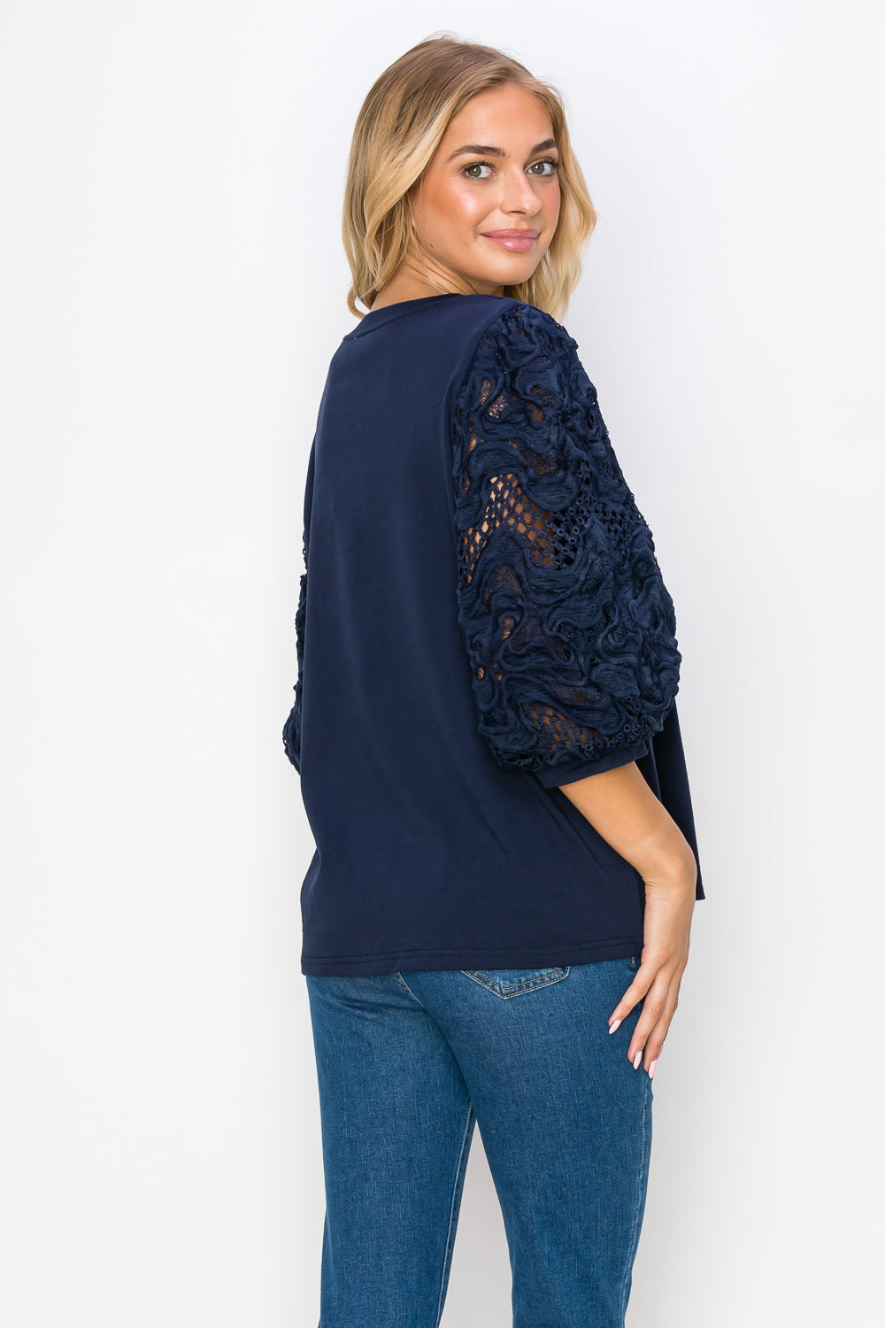 Ruth Pointe Knit Top with Lace