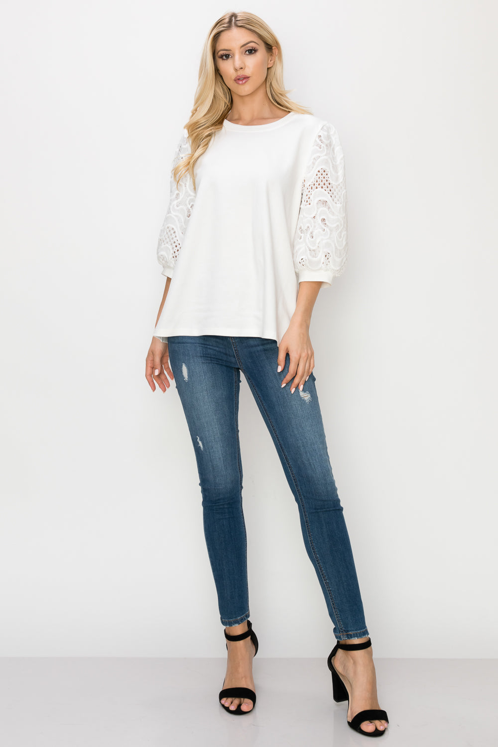 Ruth Pointe Knit Top with Lace