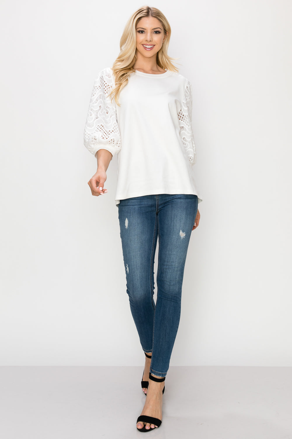 Ruth Pointe Knit Top with Lace