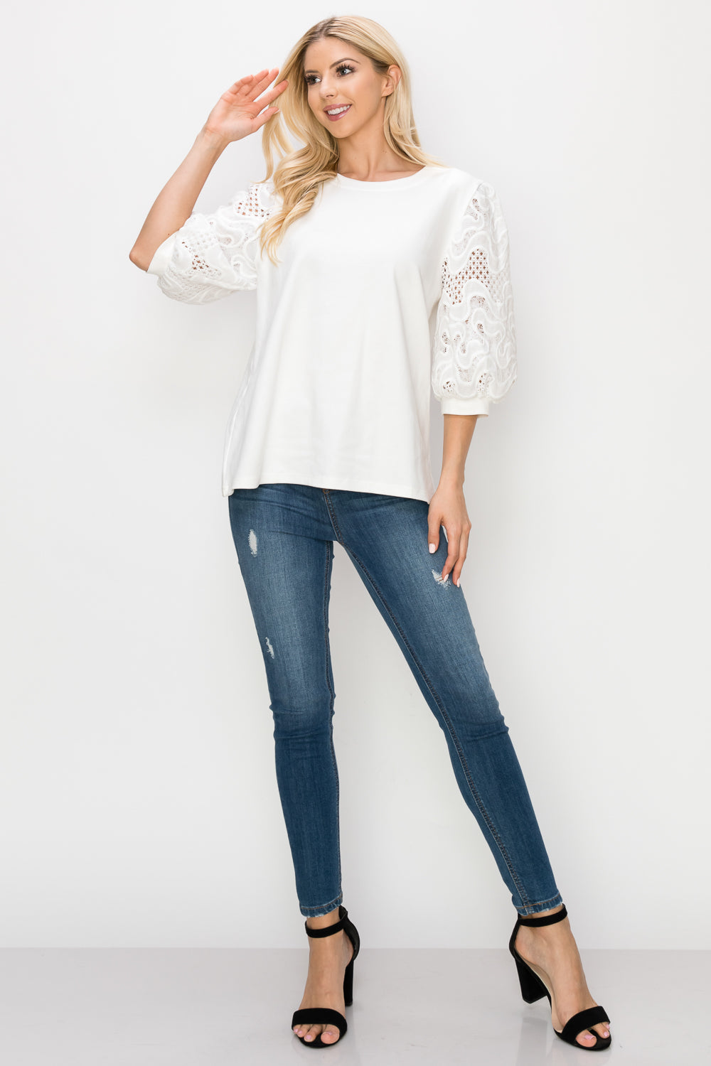 Ruth Pointe Knit Top with Lace