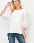 Ruth Pointe Knit Top with Lace