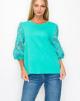 Ruth Pointe Knit Top with Lace