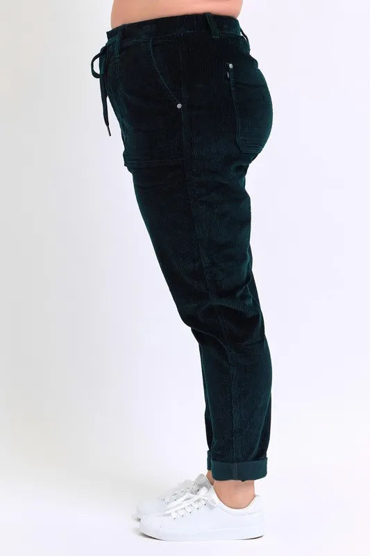 Judy Blue Full Size High Waist Corduroy Cuffed Jogger Plus Size