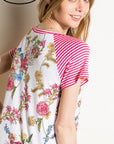 e Luna PLUS Pin Striped Floral Mix Top