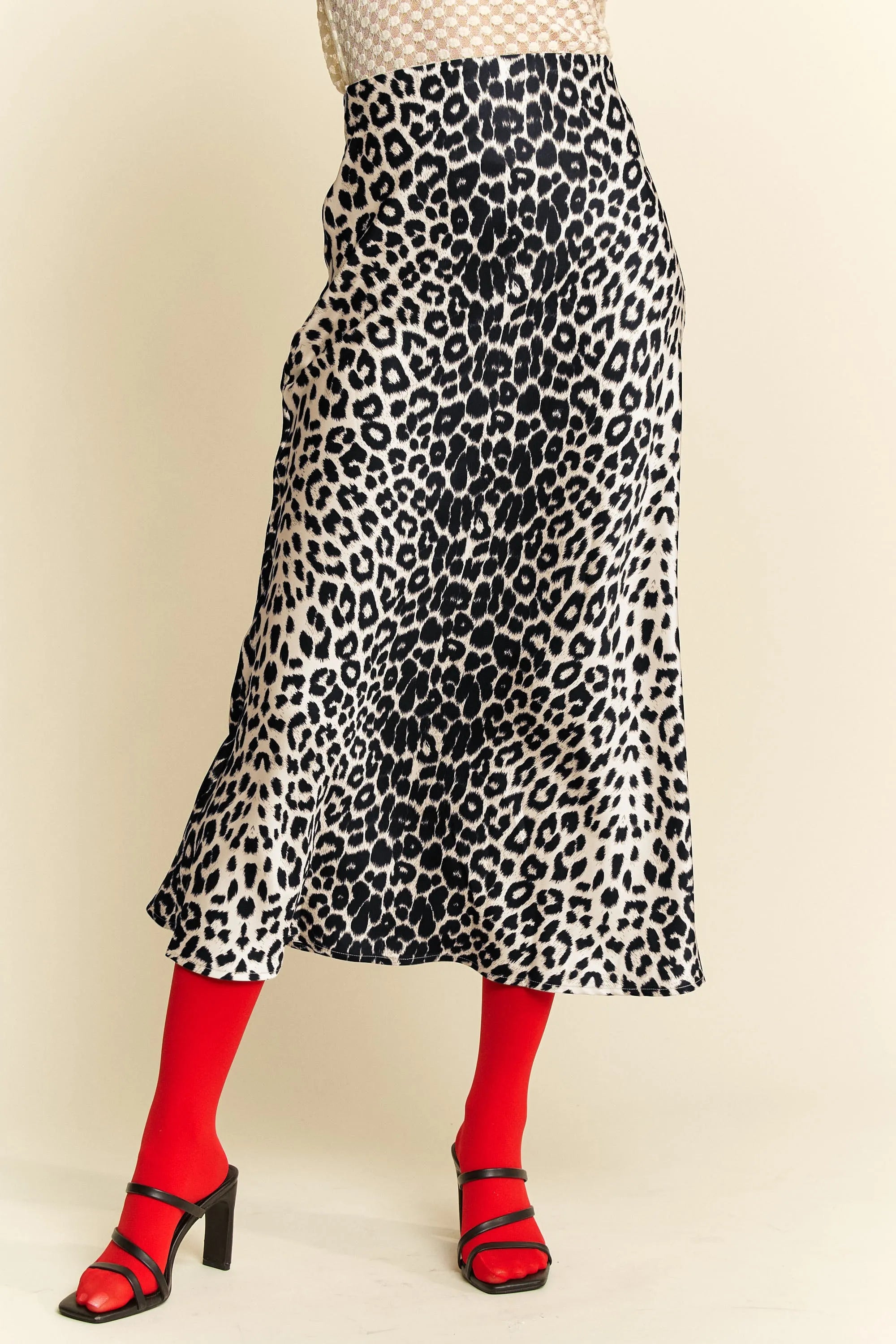 Davi & Dani Leopard Animal Print Long Length Skirt