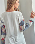 e Luna Solid Floral Mix Sweatshirt