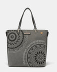 Nicole Lee USA Metallic Stitching Embroidery Inlaid Rhinestone Tote Bag