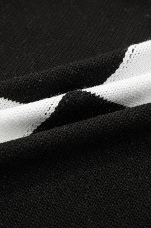 Checker Open Front Drop Shoulder Cardigan