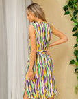 Sew In Love Full Size Stripe Tied Sleeveless Dress with Side Pockets