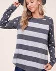 e Luna Dot Stripe Mixed Sweatshirt