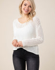 Lilou Variegated Rib V-Neck Sweater