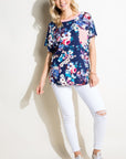 e Luna Floral Stripe Front Pocket Top