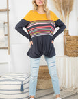 e Luna Solid Striped Mix Colorblock Top