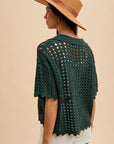 Annie Wear Openwork Johnny Collar Knit Cover Up