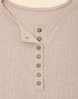 Henley Neck Tee with Lace Trim