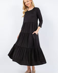 Celeste Full Size Tiered Midi Dress with Pockets