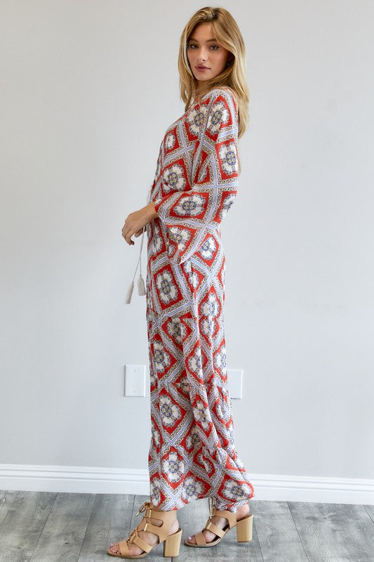 Davi &amp; Dani Printed Long Sleeve Loose Kimono - Online Only